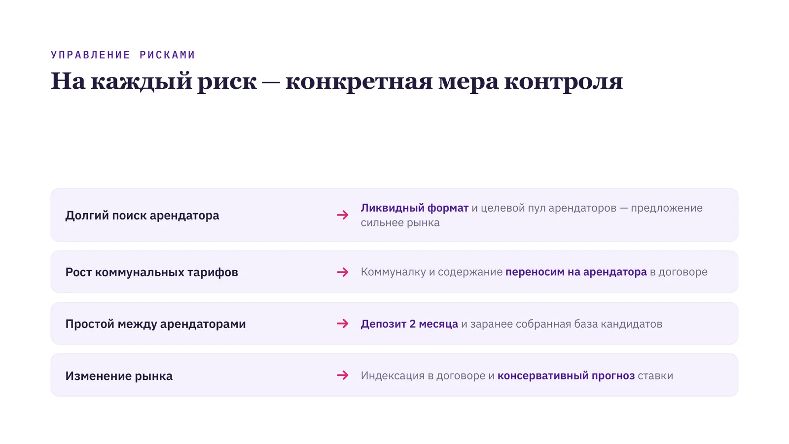 Слайд КП: риски и меры контроля